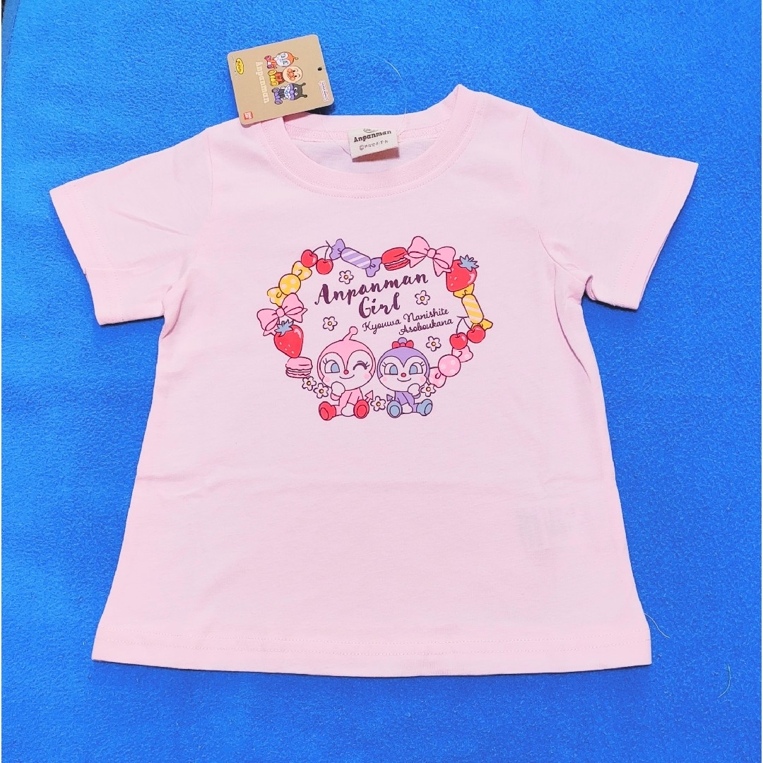 アンパンマン(アンパンマン)の100cm 新品 アンパンマン ドキンコキンハート柄半袖Tシャツ ライトピンク キッズ/ベビー/マタニティのキッズ服女の子用(90cm~)(Tシャツ/カットソー)の商品写真