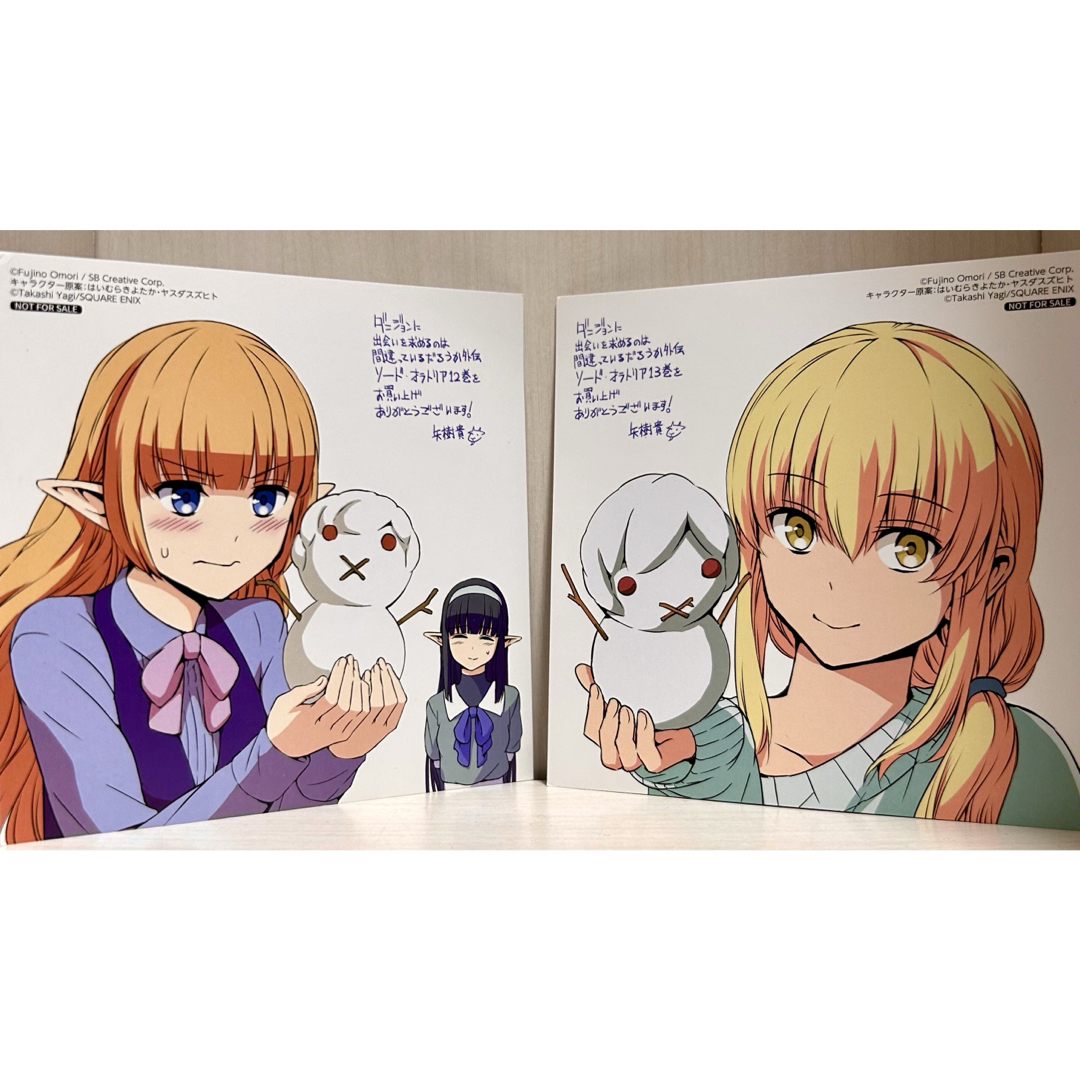 ダンまち 特典 複製ミニ色紙 雪だるま アイズ レフィーヤ エンタメ/ホビーのアニメグッズ(その他)の商品写真