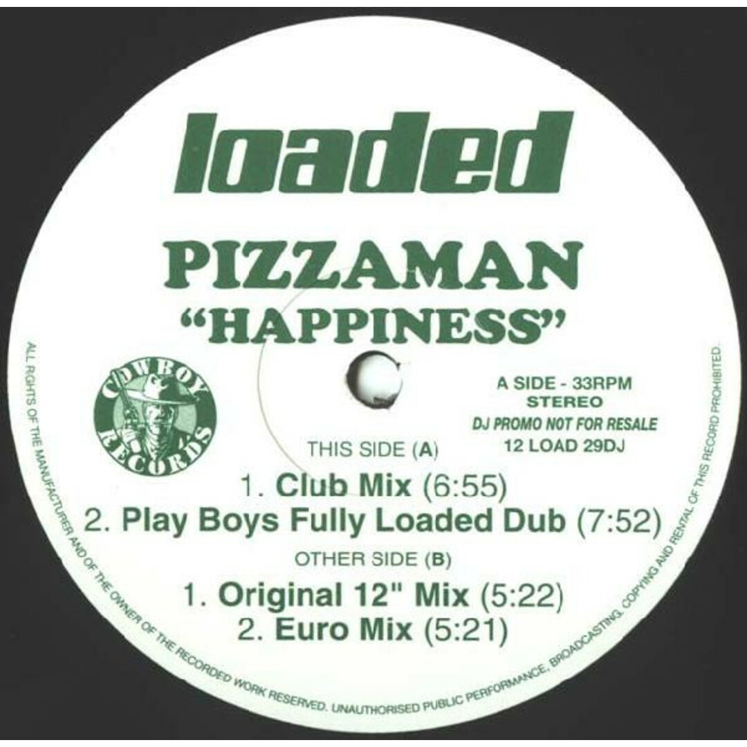英12” Pizzaman Happiness 12LOAD29DJ Loaded Records, Cowboy Records /00250 エンタメ/ホビーのエンタメ その他(その他)の商品写真