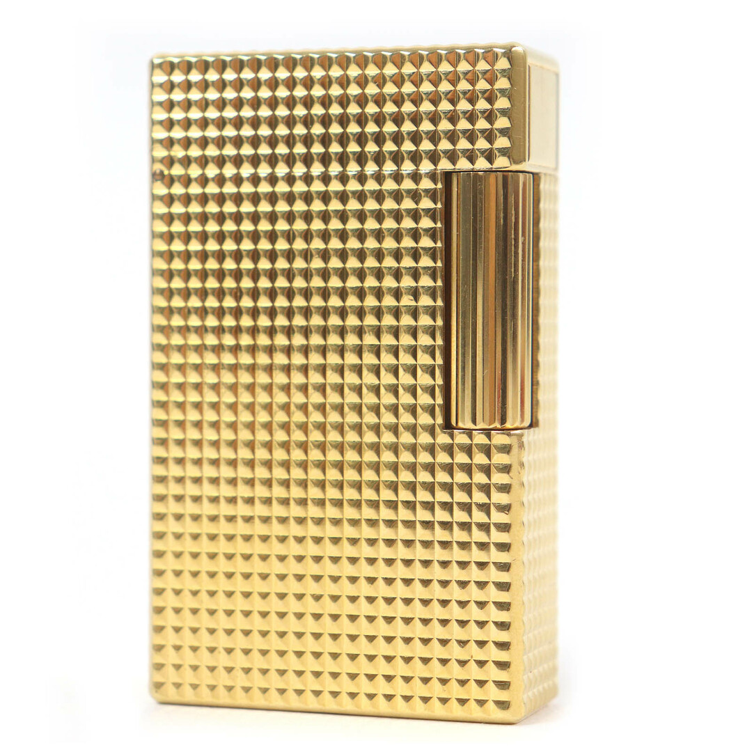 DUPONT - 美品□Dupont デュポン ライン1 ロング ダイヤモンドヘッド スクエア型 ローラー式 喫煙具 ガスライター ゴールド ケース付き フランス製 メンズ 着火確認済み