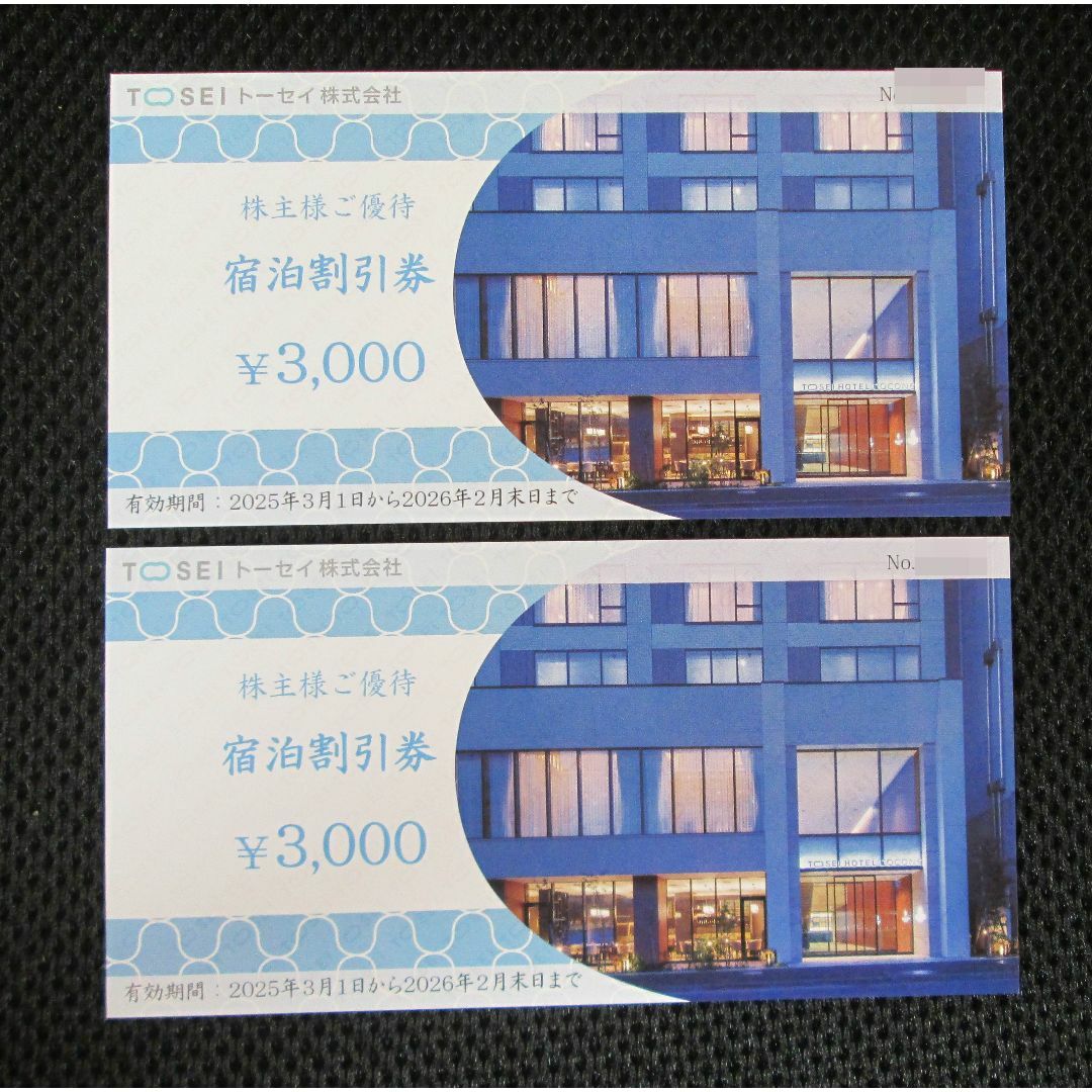 トーセイ 株主優待 6,000円分 チケットの優待券/割引券(宿泊券)の商品写真