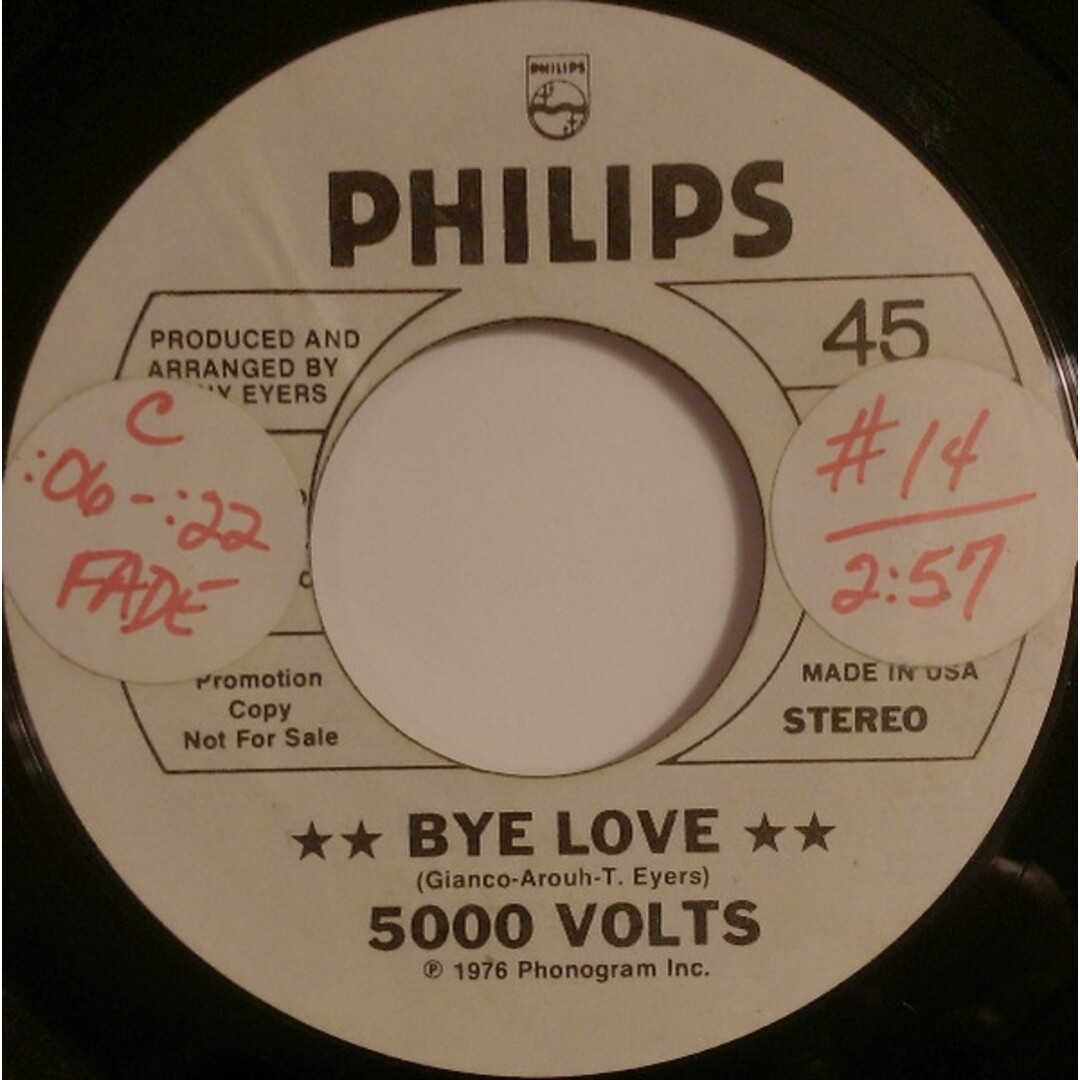 米7" 5000 Volts Bye Love 40804 Philips /00080 エンタメ/ホビーのエンタメ その他(その他)の商品写真