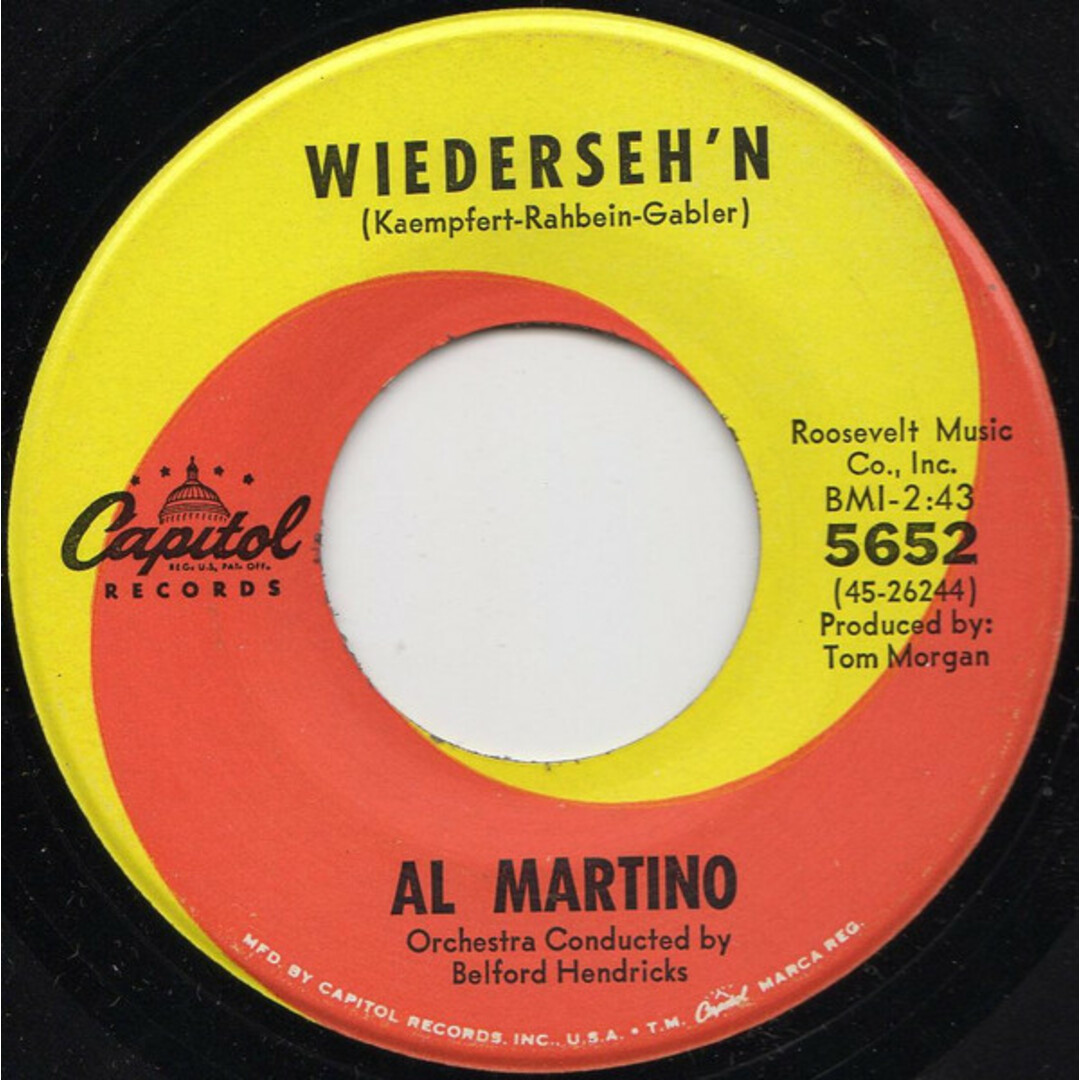 米7” Al Martino Wiedersehn / The Minute Youre Gone 5652 CAPITOL /00080 エンタメ/ホビーのエンタメ その他(その他)の商品写真