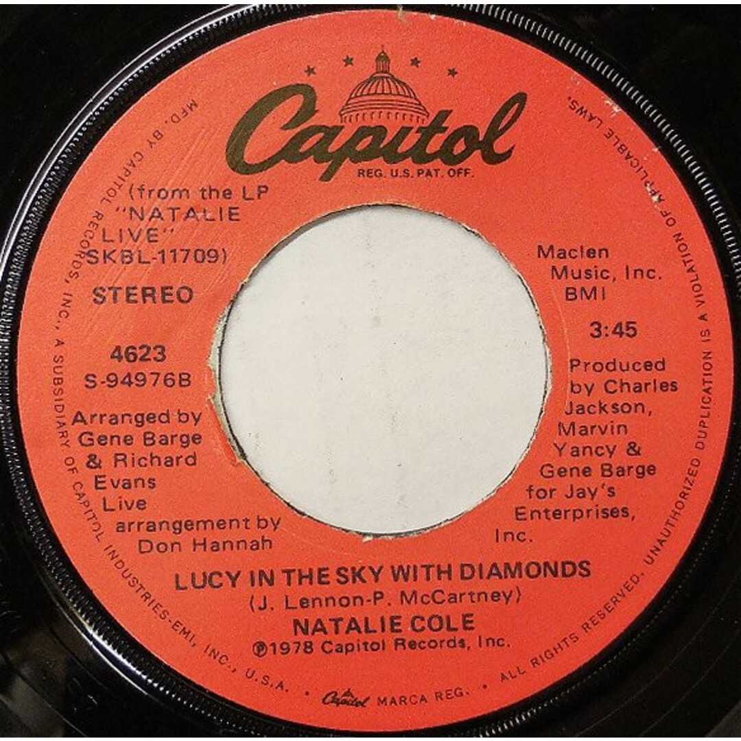 米7" Natalie Cole Lucy In The Sky With Diamonds 4623 Capitol Records /00080 エンタメ/ホビーのエンタメ その他(その他)の商品写真