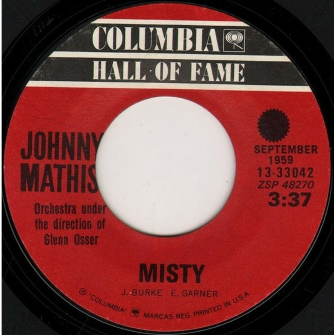 米7” Johnny Mathis Misty / Maria 1333042 Columbia /00080 エンタメ/ホビーのエンタメ その他(その他)の商品写真