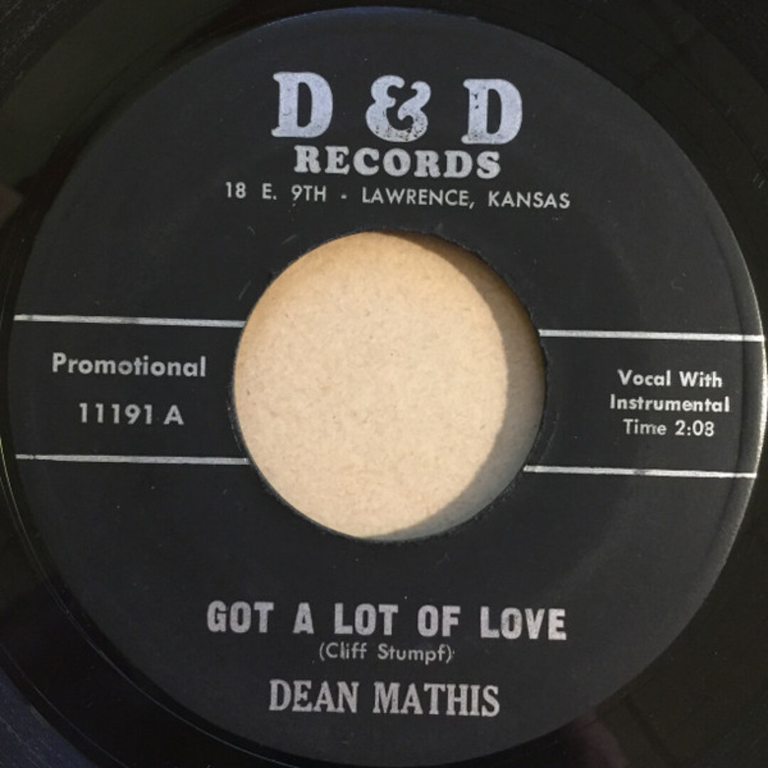 米7” Dean Mathis Got A Lot Of Love / Stubborn Heart 11191 D & D Records /00080 エンタメ/ホビーのエンタメ その他(その他)の商品写真