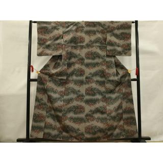 平和屋着物■上質な紬　草花文　正絹　逸品　AAAS0381sx(着物)