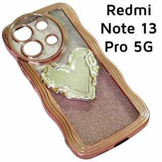 Redmi Note13Pro 5G ピンク ウェーブ ハート カバー(Androidケース)
