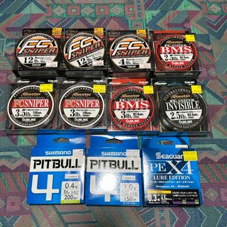 サンライン(SUNLINE)のバス釣り　フロロカーボン、PEライン　11点セット(釣り糸/ライン)