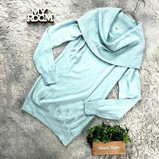 ユニクロ(UNIQLO)のUNIQLO ウールマーク付 ロングニット M ミント系(チュニック)