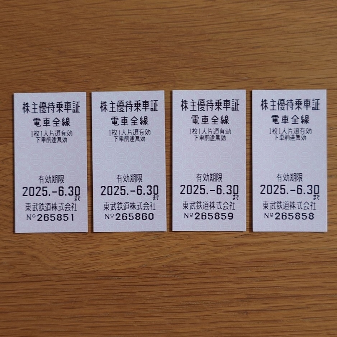 東武鉄道 株主優待 乗車証 チケットの乗車券/交通券(鉄道乗車券)の商品写真