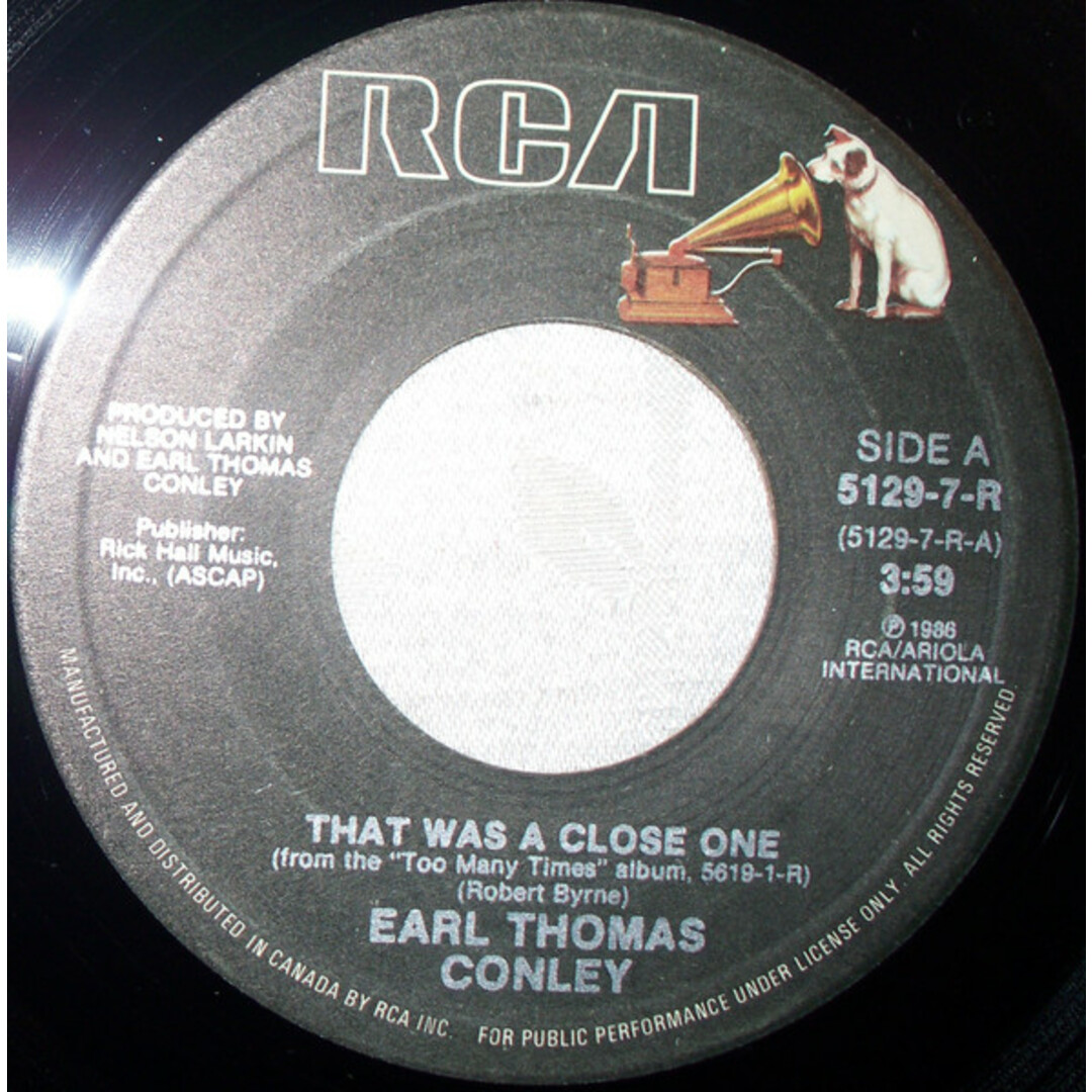 加7” Earl Thomas Conley That Was A Close One 51297R RCA /00080 エンタメ/ホビーのエンタメ その他(その他)の商品写真