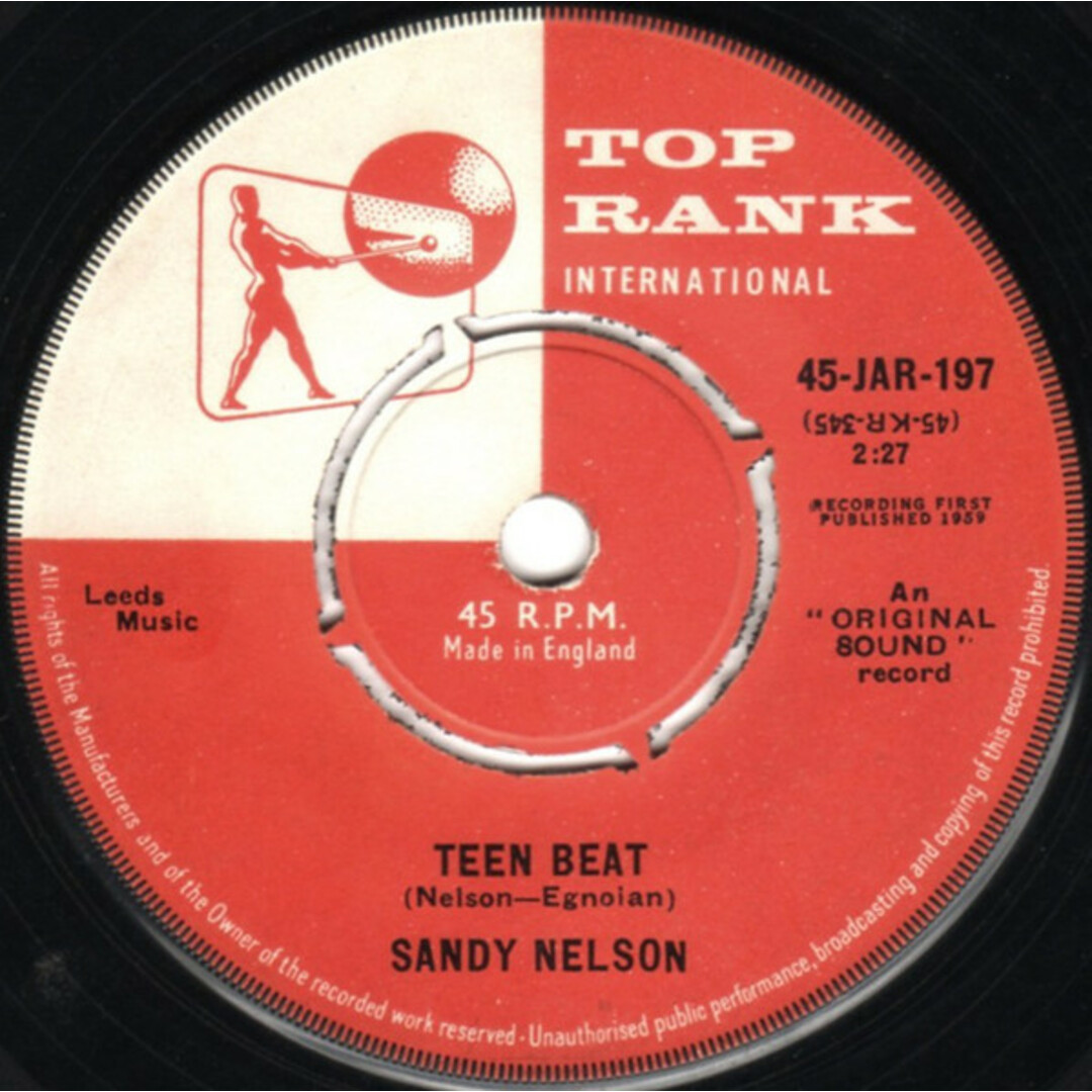 英7” Sandy Nelson Teen Beat 45JAR197 Top Rank Internation /00080 エンタメ/ホビーのエンタメ その他(その他)の商品写真