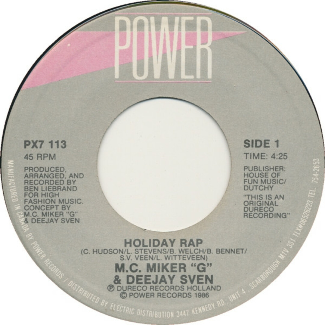 加7” MC Miker G. & DJ Sven Holiday Rap PX7113 Power Records /00080 エンタメ/ホビーのエンタメ その他(その他)の商品写真