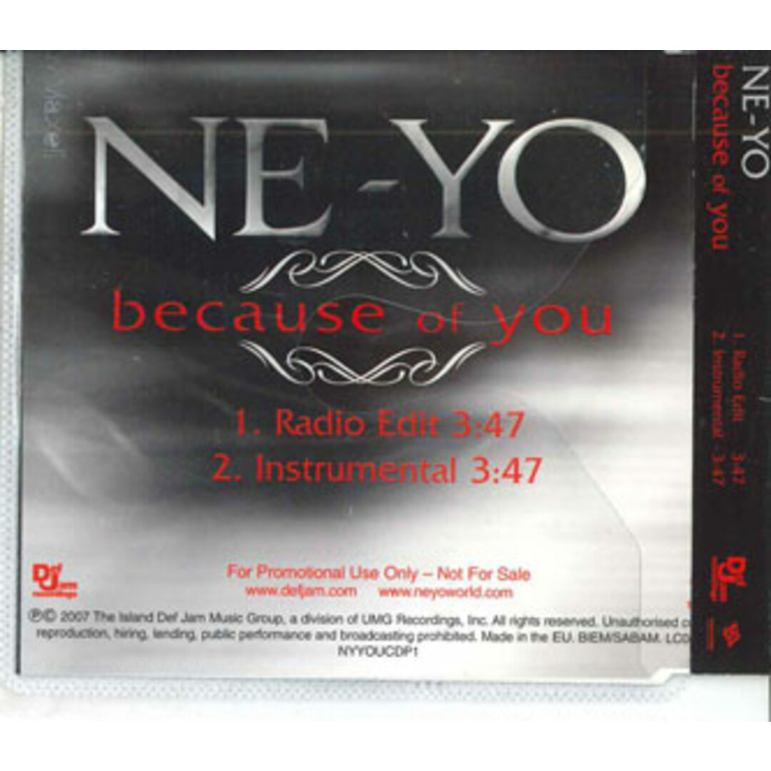 欧CD Ne-Yo, Kanye West Because Of You NYYOUCDP1 DEF JAM /00110 エンタメ/ホビーのCD(クラブ/ダンス)の商品写真