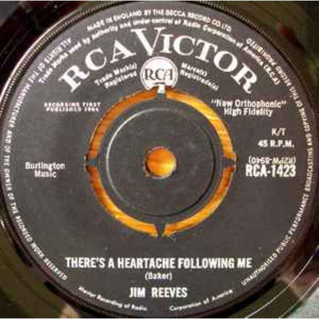 英7” Jim Reeves Theres A Heartache Following Me RCA1423 RCA Victor /00080 エンタメ/ホビーのエンタメ その他(その他)の商品写真