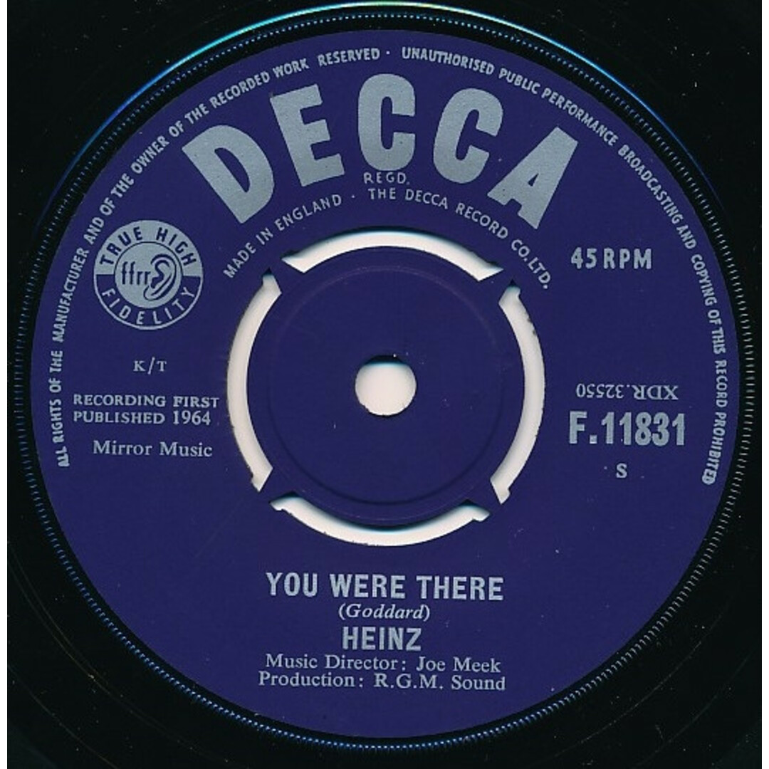 英7” Heinz You Were There F11831 Decca /00080 エンタメ/ホビーのエンタメ その他(その他)の商品写真