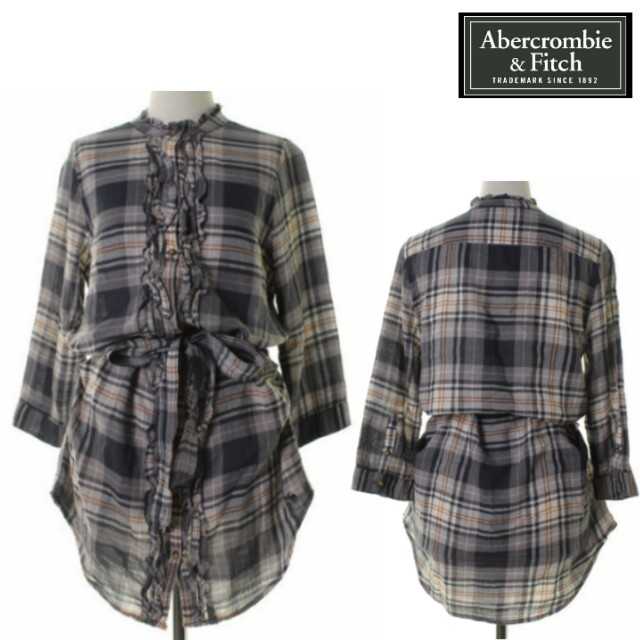 Abercrombie&Fitch(アバクロンビーアンドフィッチ)の【小雪様専用】アバクロ♥シャツワンピ＆ピンクパーカー レディースのワンピース(ミニワンピース)の商品写真