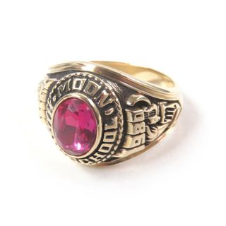 極美品□JOSTENS ジャスティンズ社 1980 MOON HIGH SCHOOL カレッジリング 指輪 10K カラーストーン ゴールド 14号相当 総重量7.7g メンズ(リング(指輪))