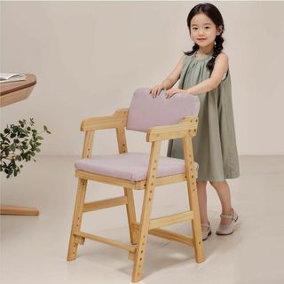 キッズチェア 木製 学習椅子 デスクチェア ダイニング 組み立て式 ピンク(その他)