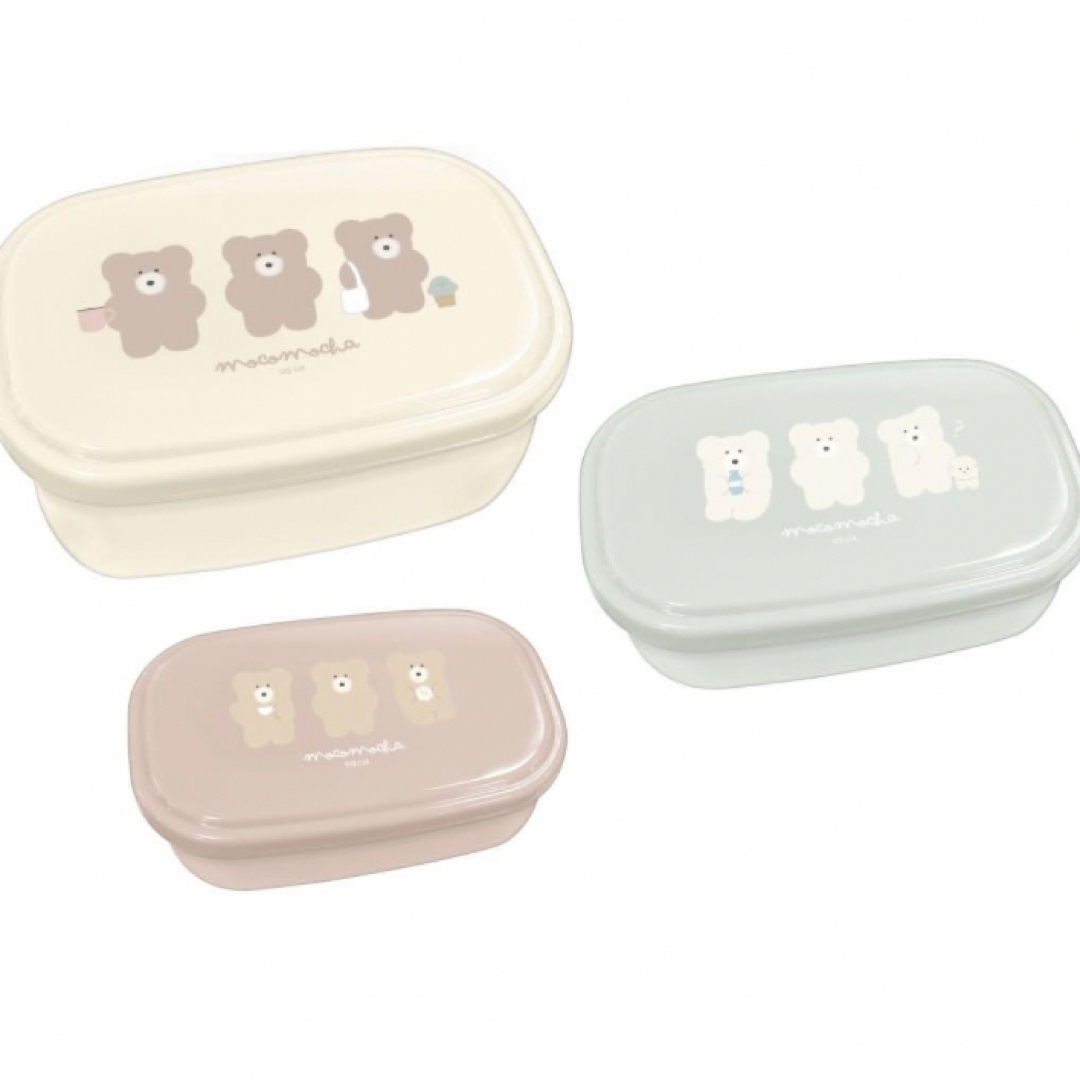モコモカ グッズ 抗菌3P入れ子ランチBOX インテリア/住まい/日用品のキッチン/食器(弁当用品)の商品写真
