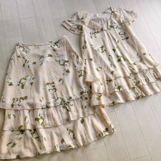 インゲボルグ(INGEBORG)のインゲボルグ 生成色 花柄 被せフリル ブラウス スカート(セット/コーデ)