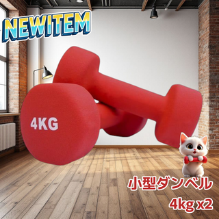 #1889 小型 ダンベル 4kg 2個セット 赤 ※一部地域離島別途配送料有(トレーニング用品)