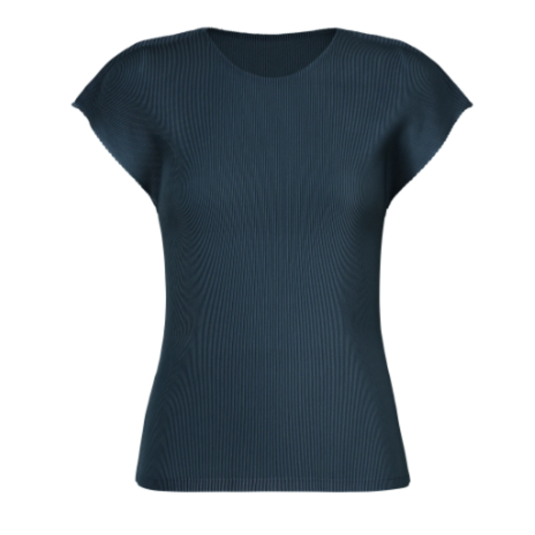 ISSEY MIYAKE - PLEATS PLEASE ISSEY MIYAKE丸首フレンチスリーブトップ