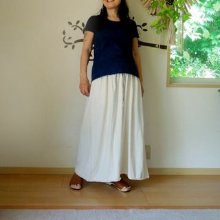 asana HEMP100% テロテロ パンツスカート●きなり(カジュアルパンツ)