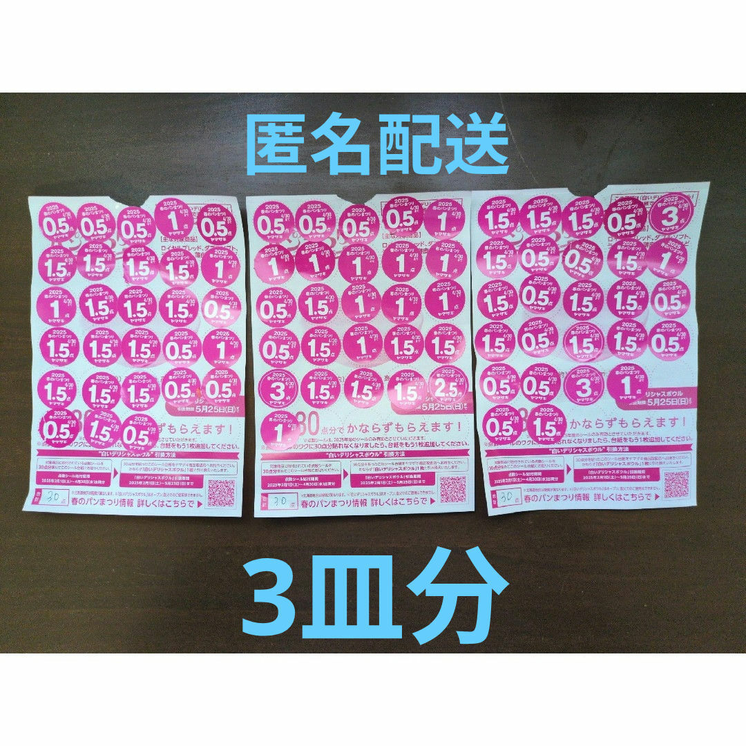 山崎製パン(ヤマザキセイパン)のヤマザキ 春のパンまつり 2025 点数シール 3皿分 インテリア/住まい/日用品のキッチン/食器(食器)の商品写真