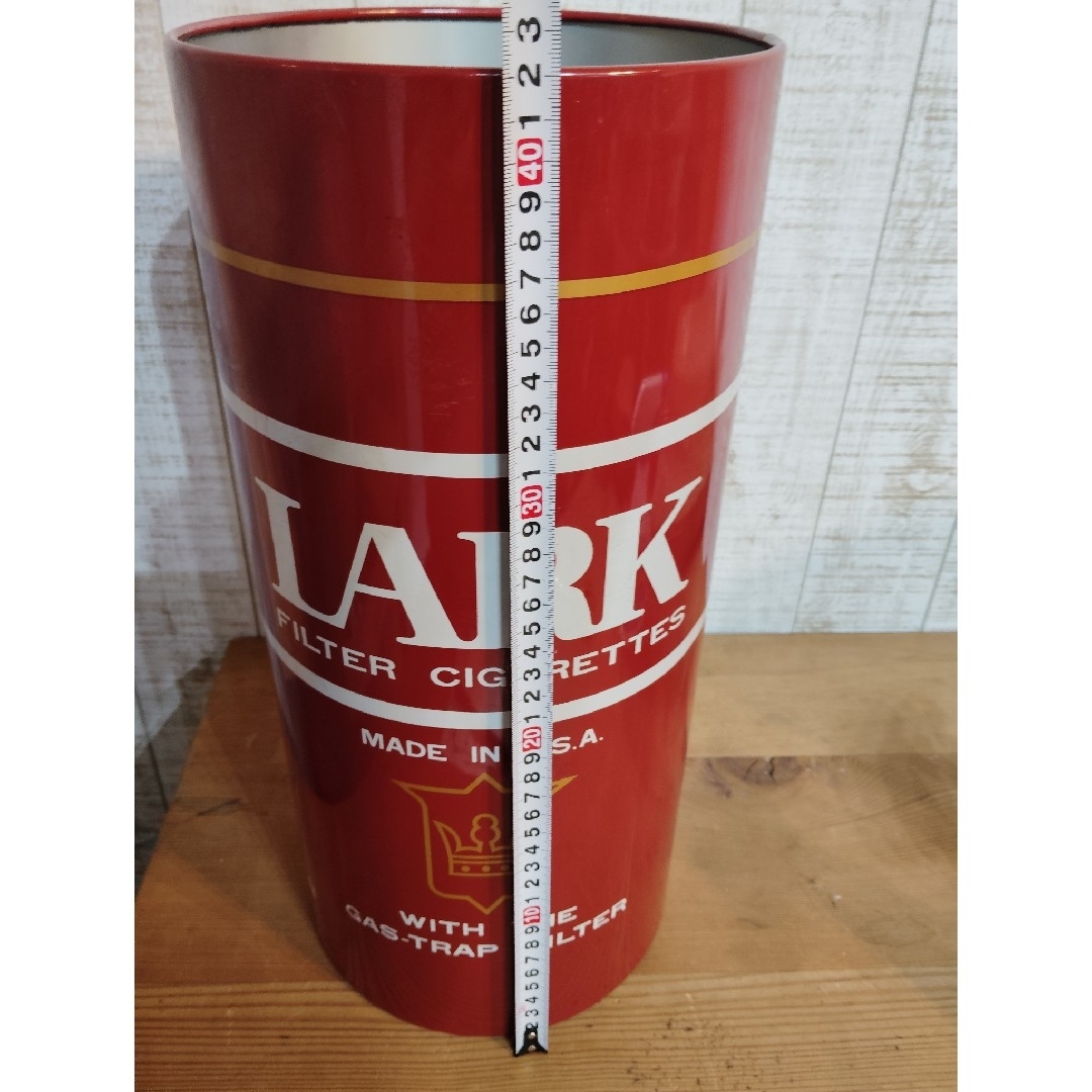 【昭和レトロ】赤ラーク LARK スチール缶 ゴミ箱 タバコ ブリキ 赤ラーク LARK スチール缶 ゴミ箱 タバコ ブリキ 美品 昭和