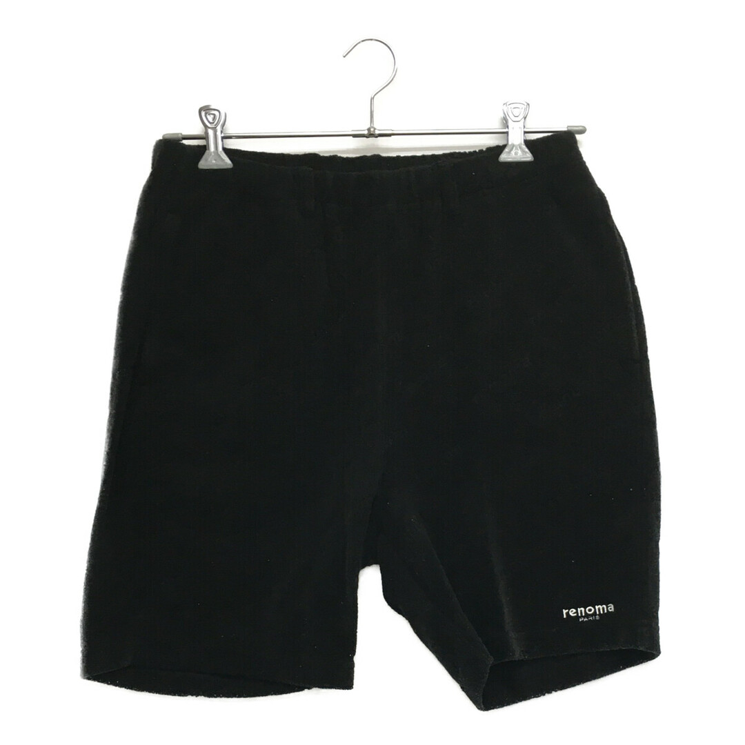 RENOMA - coco 中古 レノマ renoma メンズ ハーフパンツ L 黒 ブラック パイル地 シンプル ロゴ総柄 ウエストゴム
