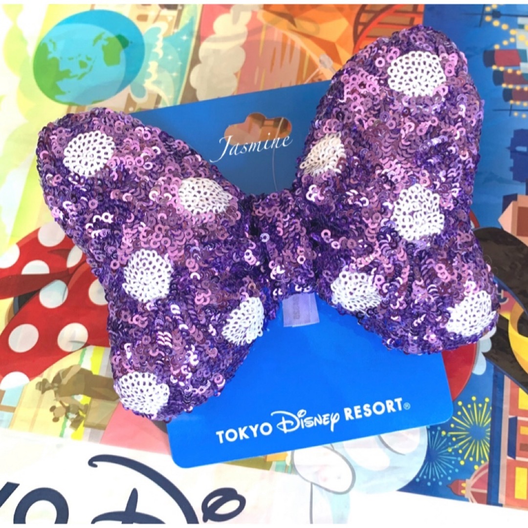 Disney(ディズニー)の⭐️新品⭐️ディズニー ミニー❤️ヘアゴム リボン 水玉 スパンコール レディースのヘアアクセサリー(ヘアゴム/シュシュ)の商品写真