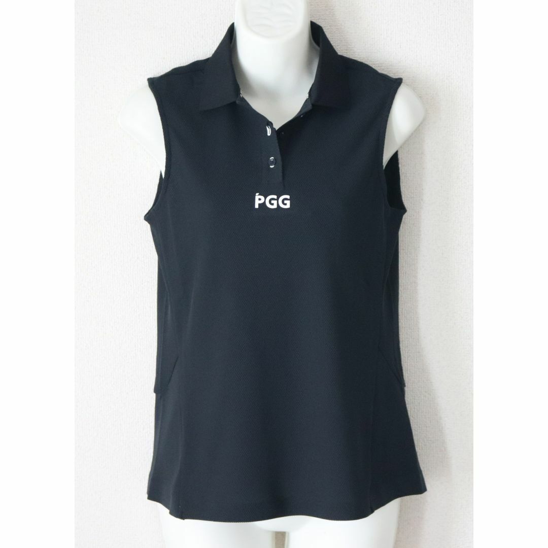 PEARLY GATES - 新品【PGG パーリーゲイツ】バックロゴ ノースリーブ ポロシャツ 紺 0(S)
