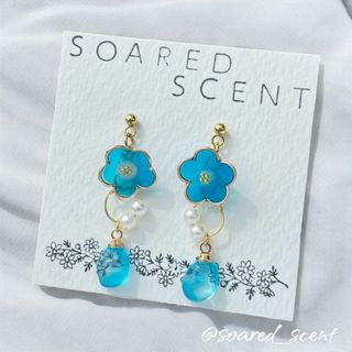 ネモフィラモチーフ ピアス/イヤリング A#45(ピアス)