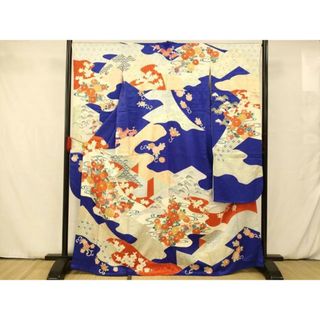 平和屋着物■豪華振袖　駒刺繍　流水鴛鴦草花文　金糸　金彩　正絹　逸品　AAAT4226fw(振袖)