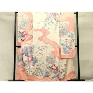 平和屋着物■豪華振袖　絞り　流水孔雀花文　銀彩　正絹　逸品　CAAR0466eg(振袖)