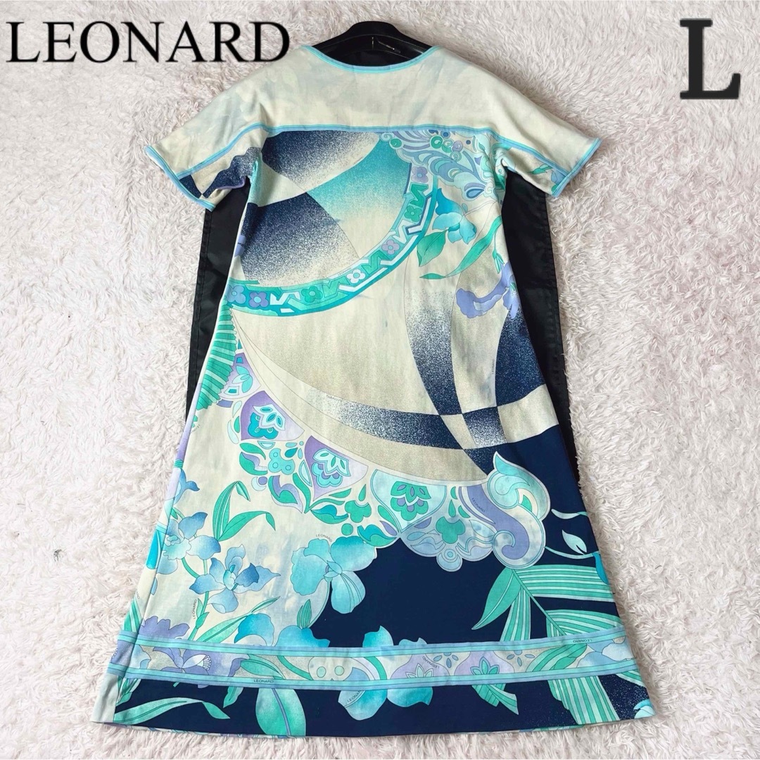 LEONARD - 20 レオナール ワンピース 花柄 ブランドロゴ 大きい LEONARD - 20 レオナール ワンピース 花柄 ブランドロゴ 大きい