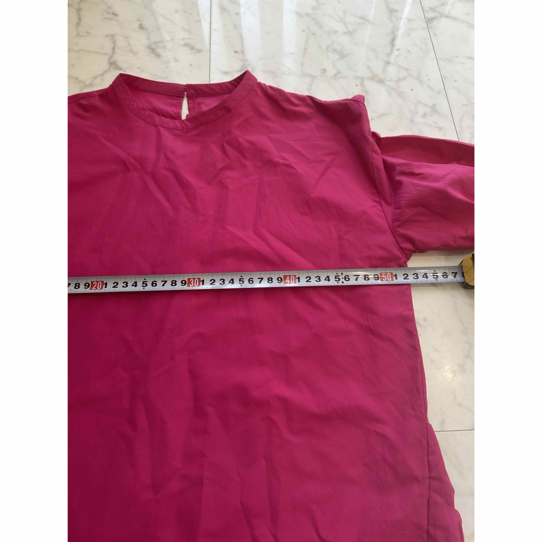 IEDIT(イディット)の値下『IEDIT』プリーツブラウス【M】清楚 キレイめ 春秋ピンク 五分袖シャツ レディースのトップス(シャツ/ブラウス(長袖/七分))の商品写真