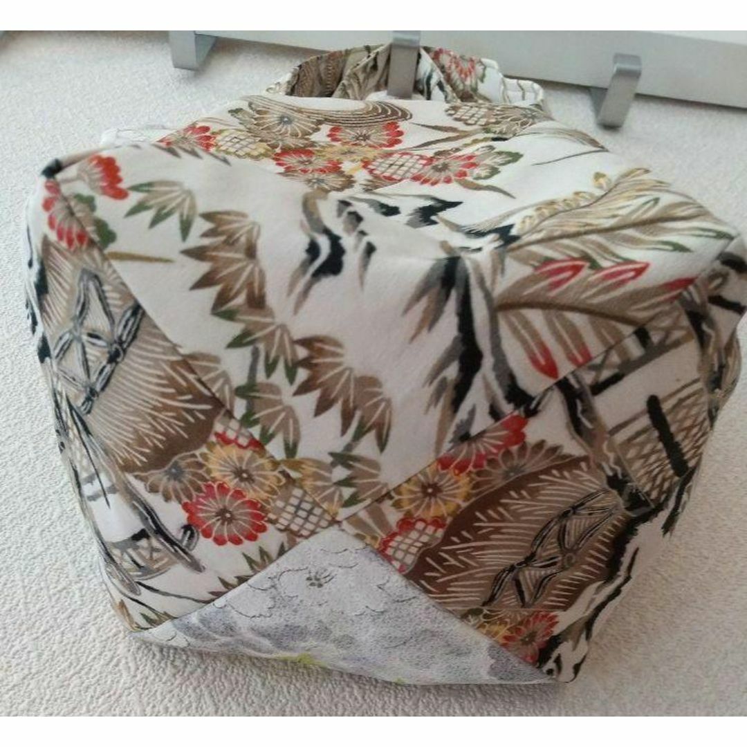 【ハンドメイド】 布製　和風花柄トートバッグ ハンドメイドのファッション小物(バッグ)の商品写真