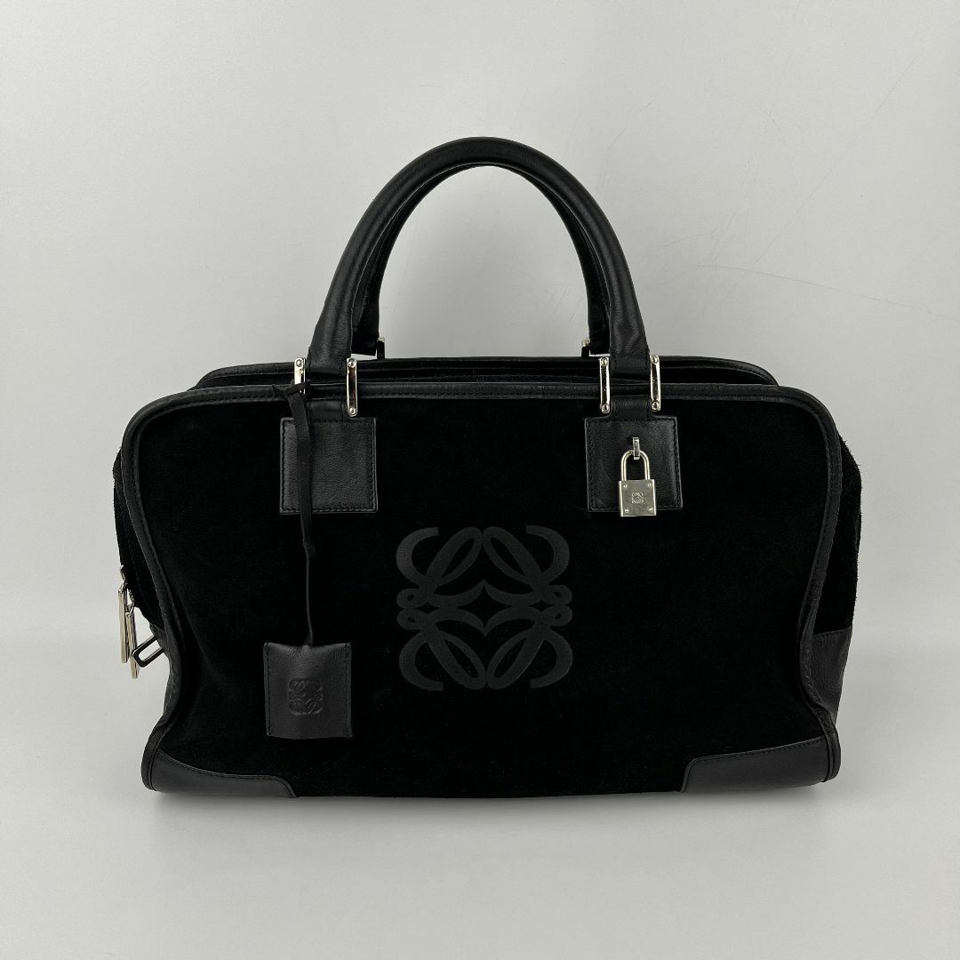LOEWE - LOEWE　ロエベ　アナグラム　アマソナ３６　ハンドバッグ　スエード　ブラック　ヴィンテージ　レディース【中古美品】HIBUOCHI VINTAGE