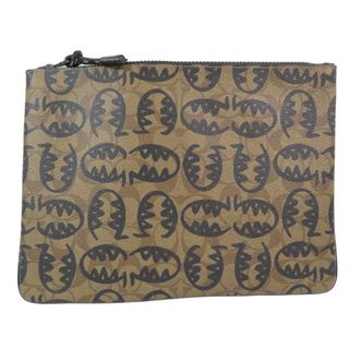 コーチ(COACH)の新品同様 COACH コーチ × Guang Yu グワンユー クラッチバッグ セカンドバッグ シグネチャー レザー フラット ポーチ ブラウン 1261 メンズ 古着 中古 USED(セカンドバッグ/クラッチバッグ)
