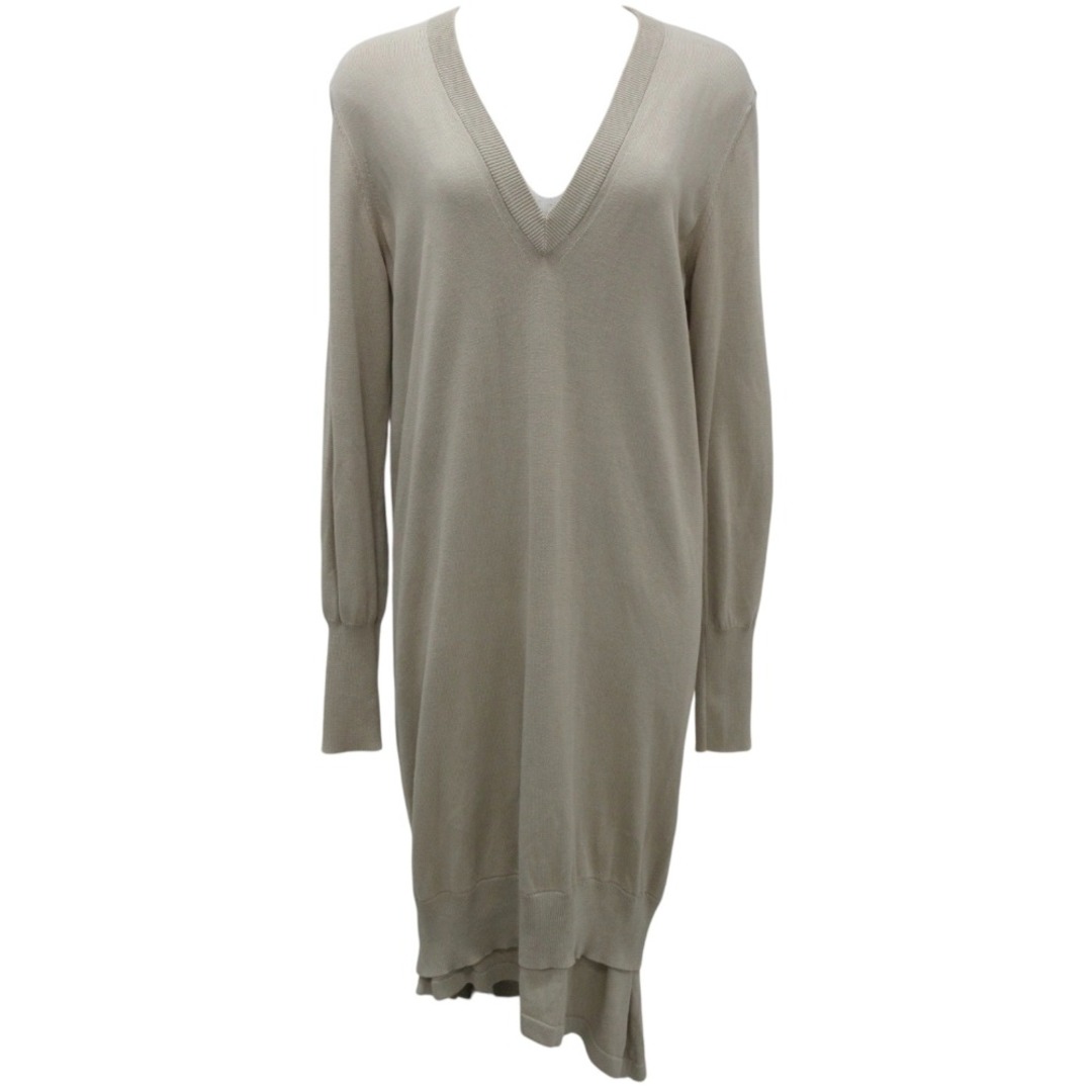 美品 Maison Margiela メゾンマルジェラ1 Vネック コットンニット レイヤード風 ワンピース S ベージュ レディース 古着 中古 USED