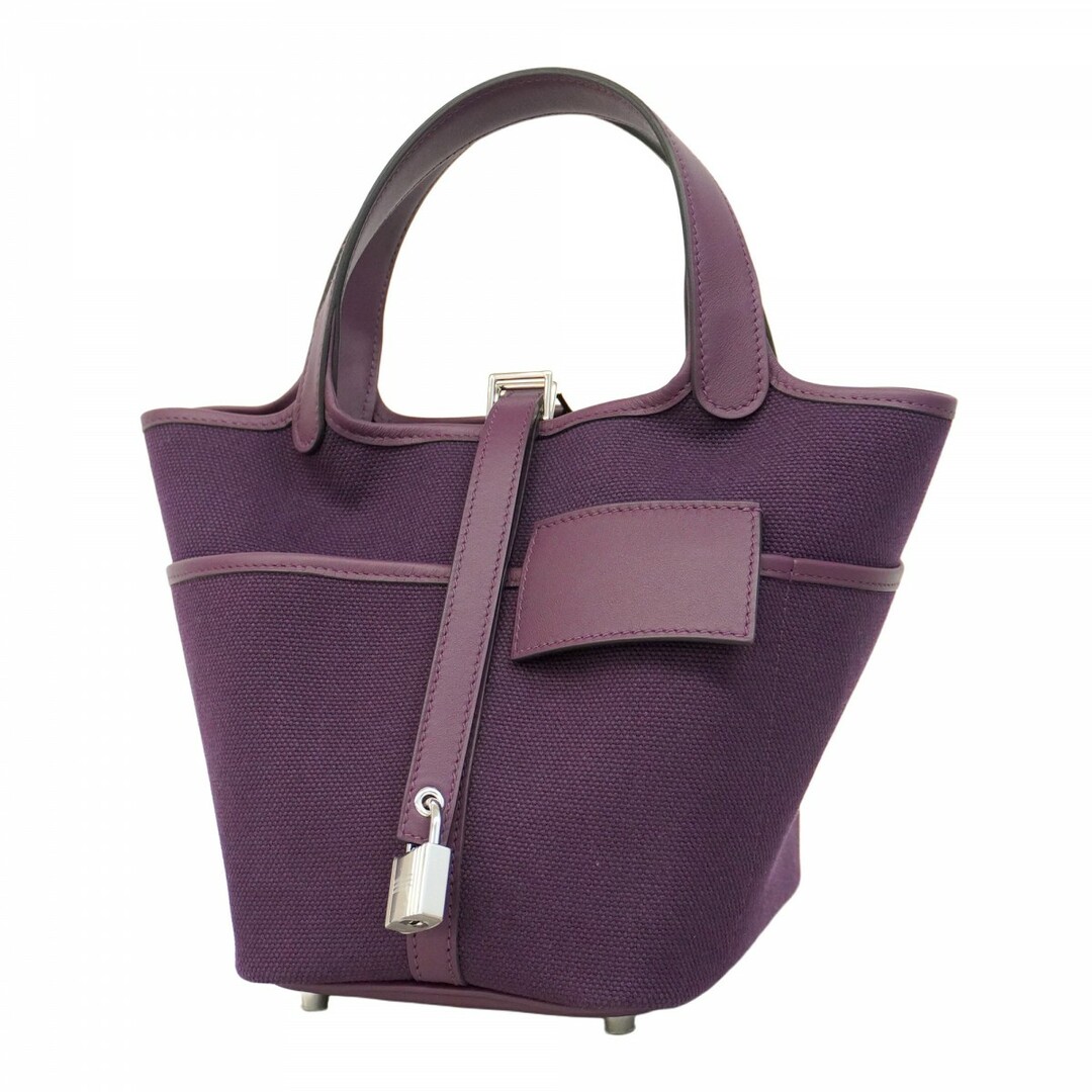 HERMES - 【5eb1288】エルメス ハンドバッグ ピコタンロックカーゴPM スイフト トワルゴエラン カシス シルバー金具 W刻印【中古】レディース