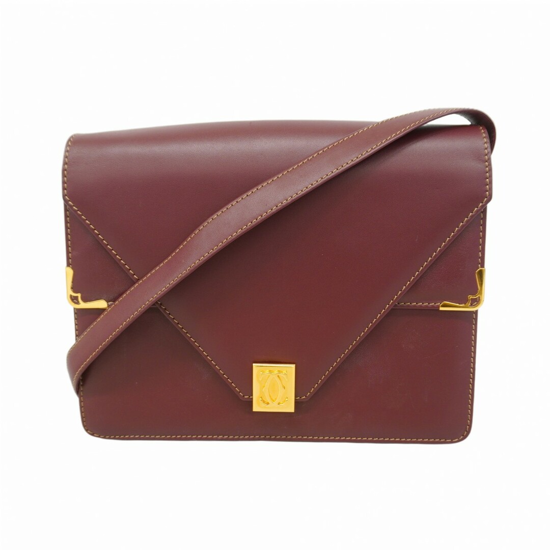 Cartier - 【5eb1379】カルティエ ショルダーバッグ マスト レザー ボルドー ゴールド金具【中古】レディース