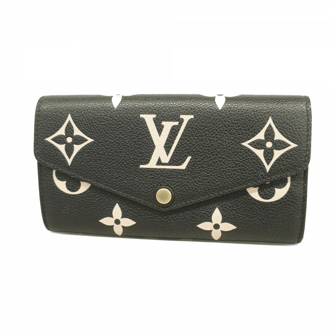 LOUIS VUITTON - 【5eb1523】ルイヴィトン 長財布 モノグラム・アンプラント バイカラー ポルトフォイユサラ M80496 ブラックベージュ【中古】レディース