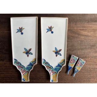 【新品】羽子板のお皿と箸置き(各2つ)(食器)