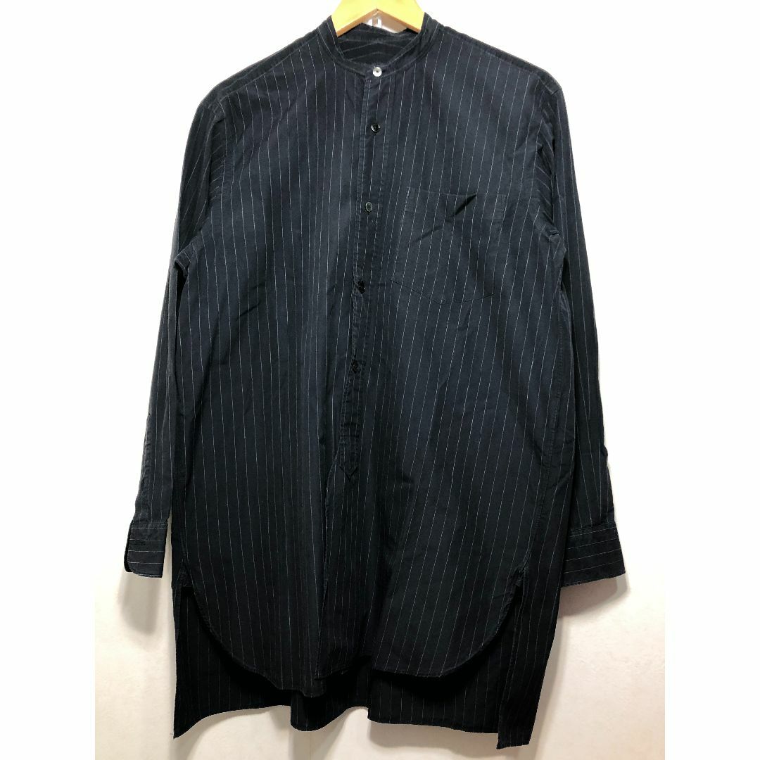 20-60代 人気ファッションブランド 035001 シャツ ストライプ バンドカラー COMOLI トップス