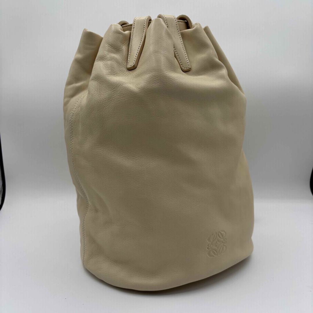 LOEWE - ロエベ アナグラム レザー 巾着型 2WAY ショルダーバック ベージュ
