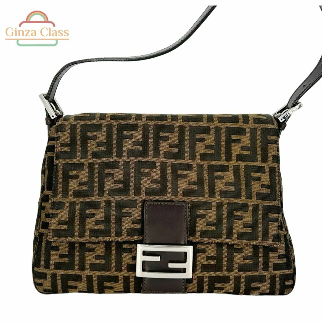 FENDI - 【新品同様】FENDI フェンディ マンマバケット ショルダーバッグ ズッカ柄 キャンバス ブラウン 斜めがけ可 レディース ヴィンテージ 中古 ハンドバッグ 211926325099 Ginza Class Luxury Shop